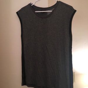 Grey Shirt with Black Leather